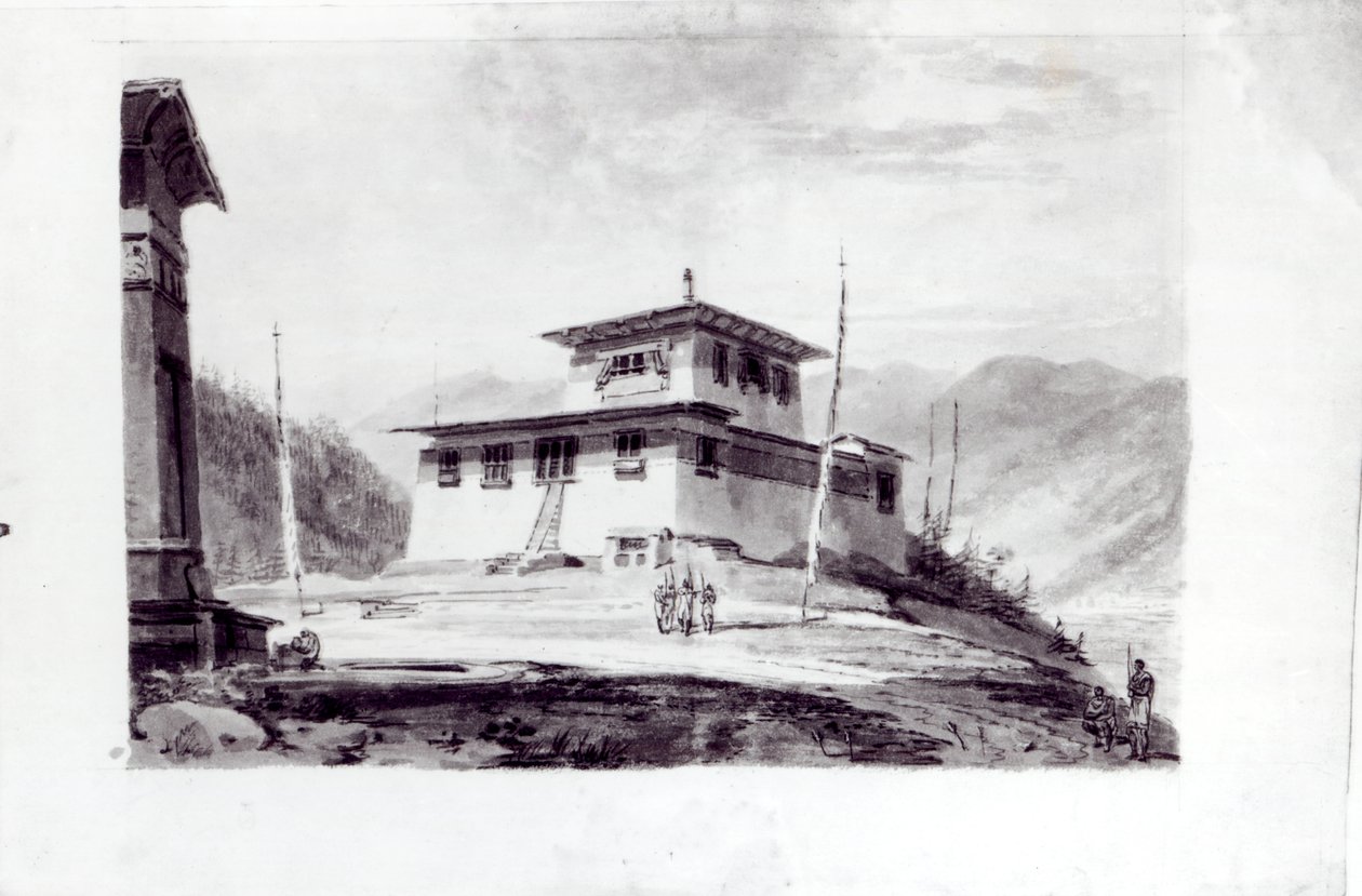 A residência de Lam Glassa-também, aquarela por Samuel Davies depois de uma gravura de James Basire