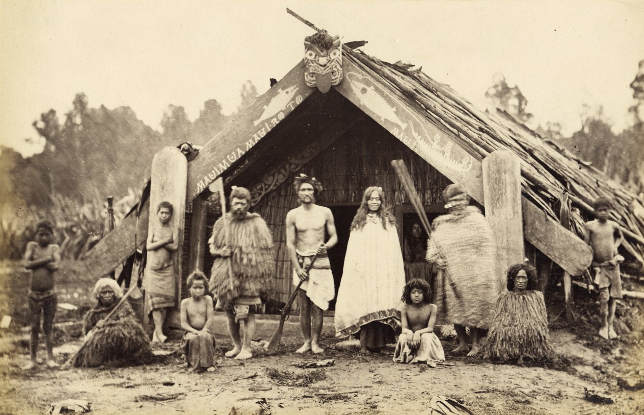 Grupo de Maoris, 1876 (albumen print) de James Bragge