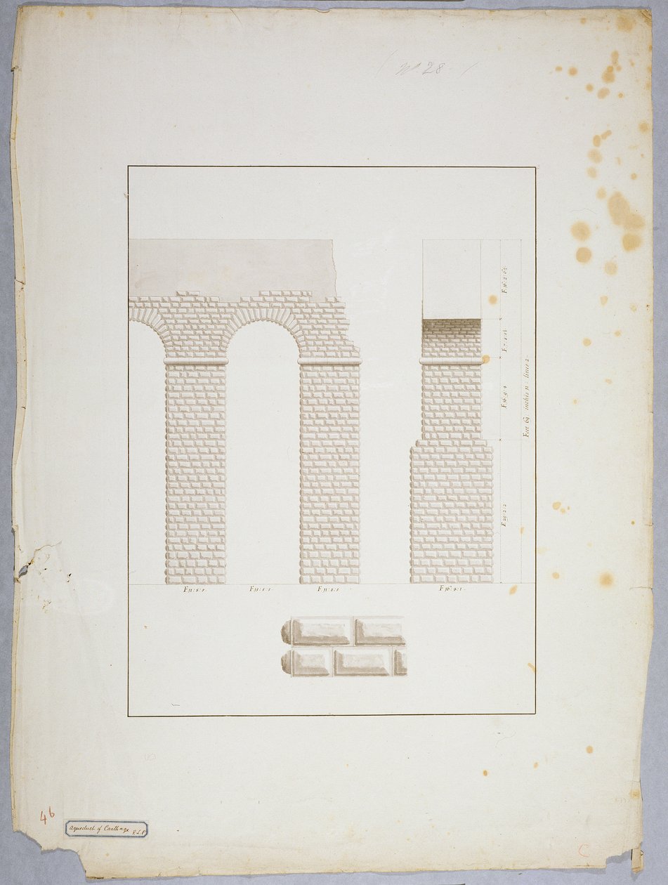 Aqueduto em Cartago (caneta e tinta com papel) de James Bruce