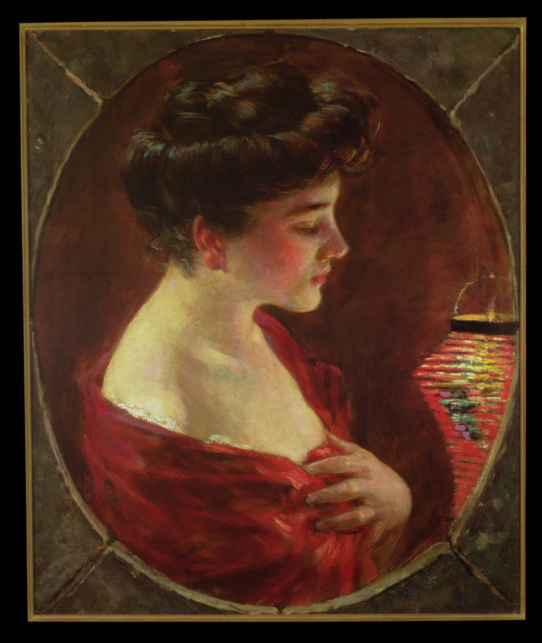 Mulher, com, lanterna japonesa de James Carroll Beckwith