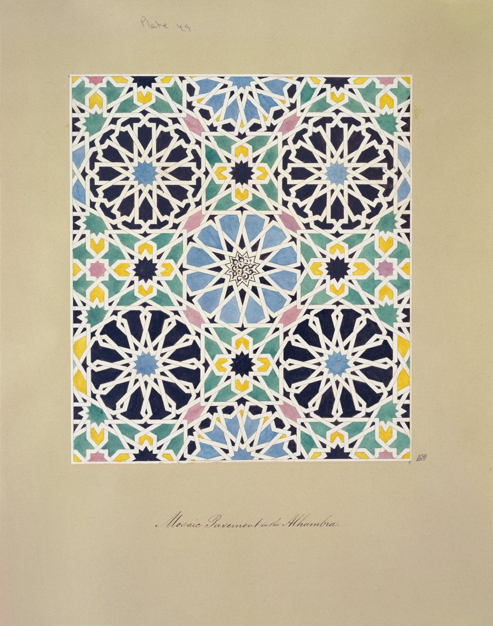 Pavimento Mosaico na Alhambra, de &39;As Antiguidades Árabes da Espanha&39;, publicado em 1815 de James Cavanagh Murphy