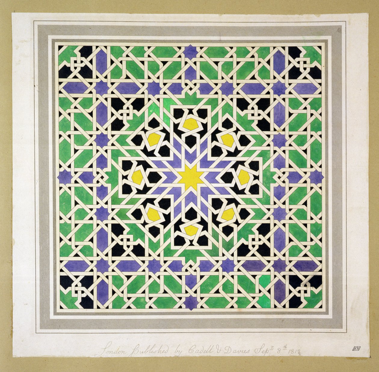 Desenho de mosaico da Alhambra, de "As Antiguidades Árabes da Espanha", publicado em 1812 de James Cavanagh Murphy