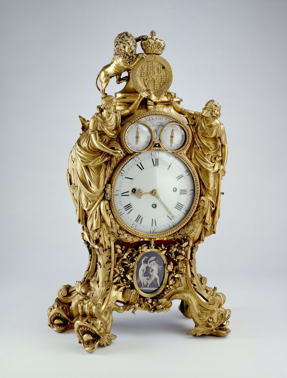 Relógio, 1775 - 1800 bronze, fogo dourado, ormolu de James Cox