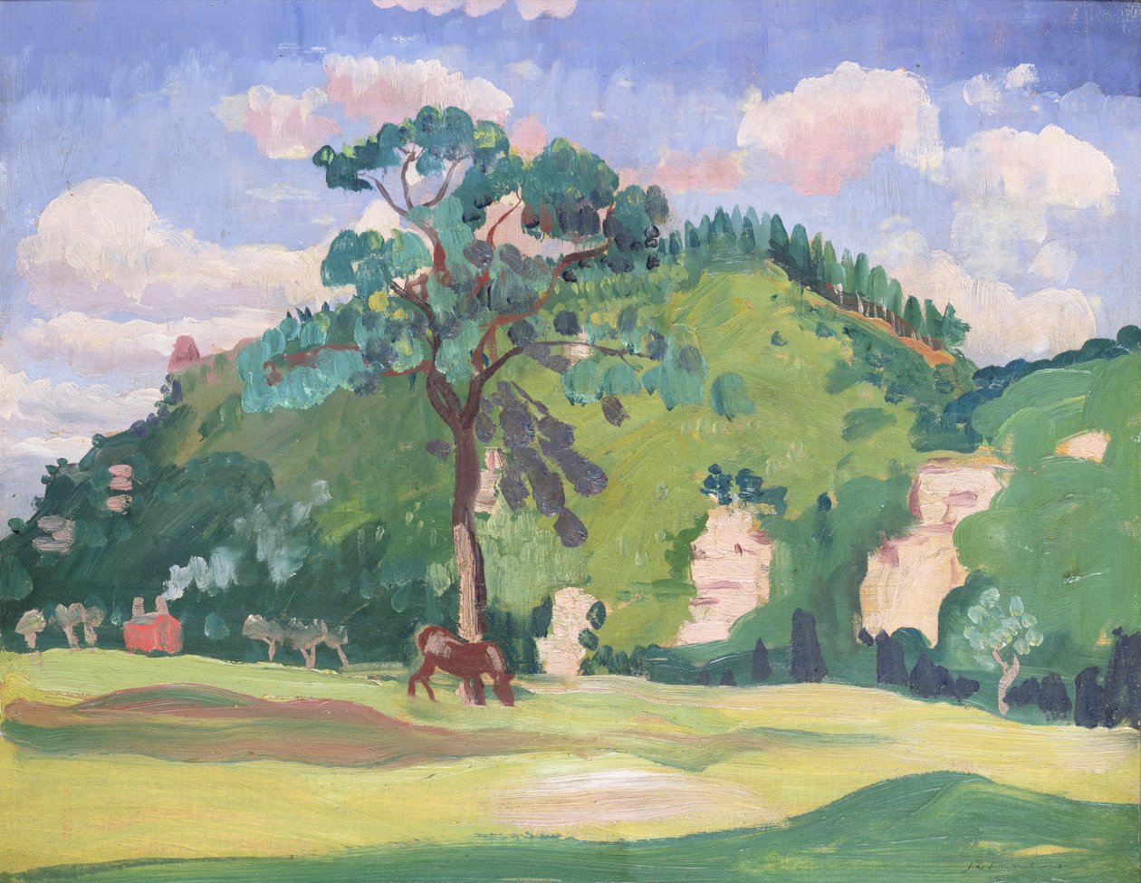 Paisagem com um cavalo pastando, 1912-13 de James Dickson Innes