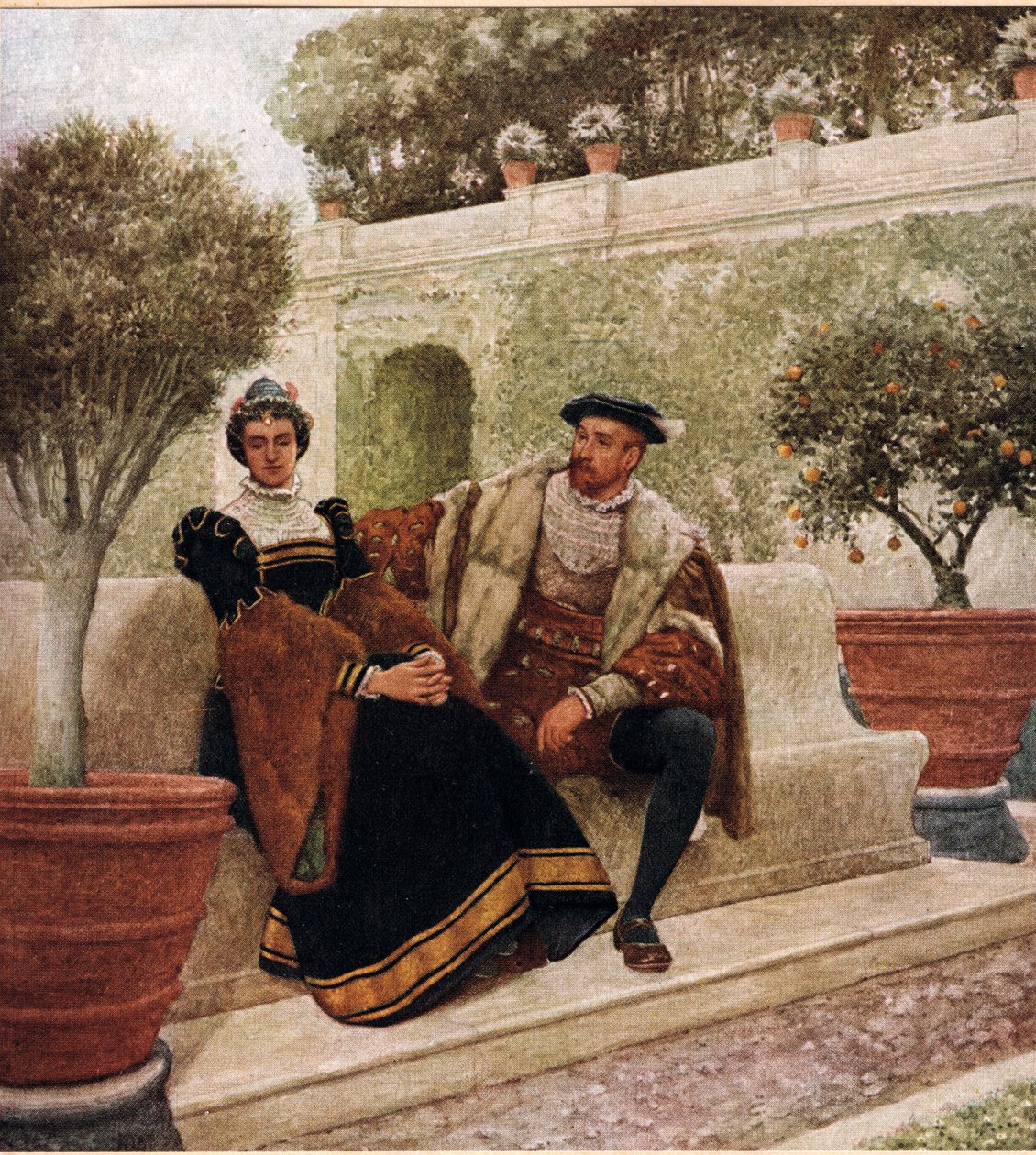 Lorenzo e Jessica, ilustração de &39;O Mercador de Veneza&39;, c.1910 de James Dromgole Linton