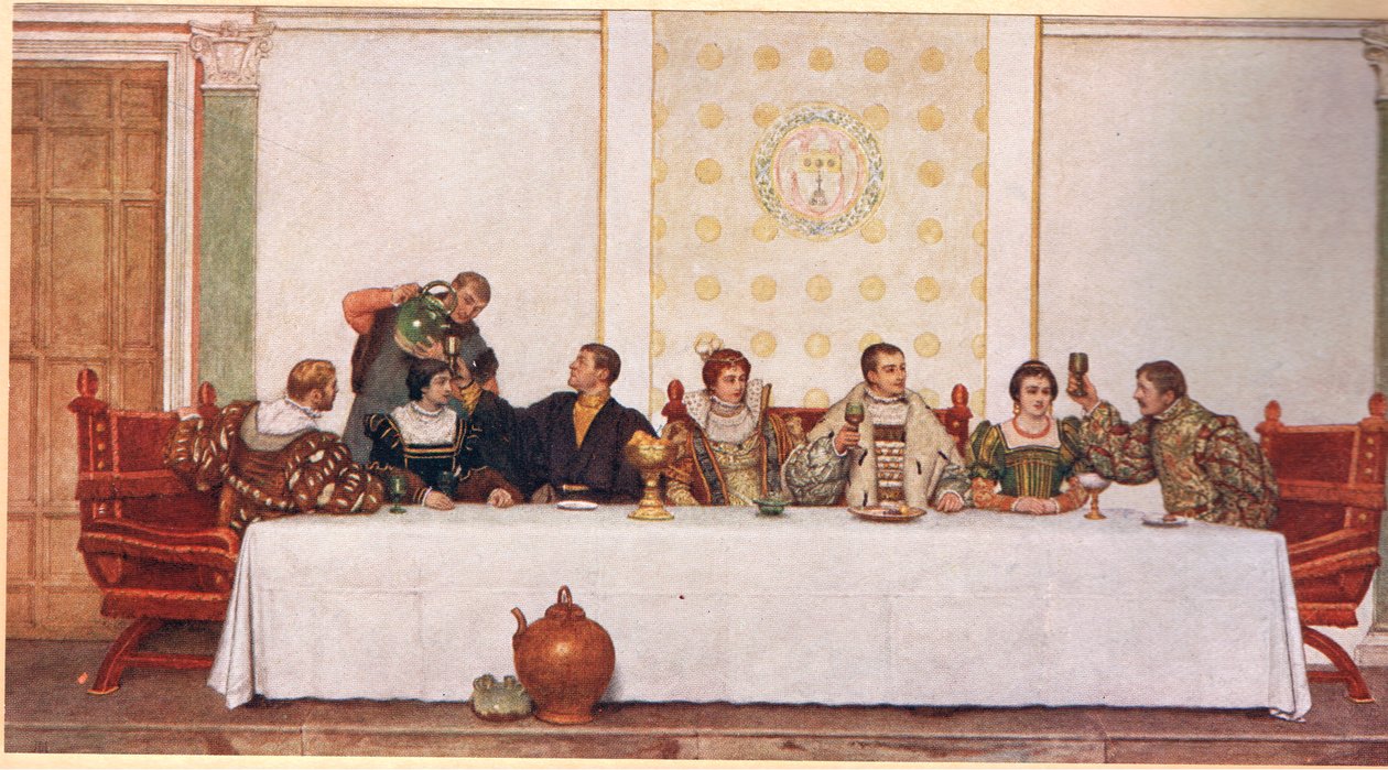 A festa de casamento, ilustração de &39;O mercador de Veneza&39;, c.1910 de James Dromgole Linton