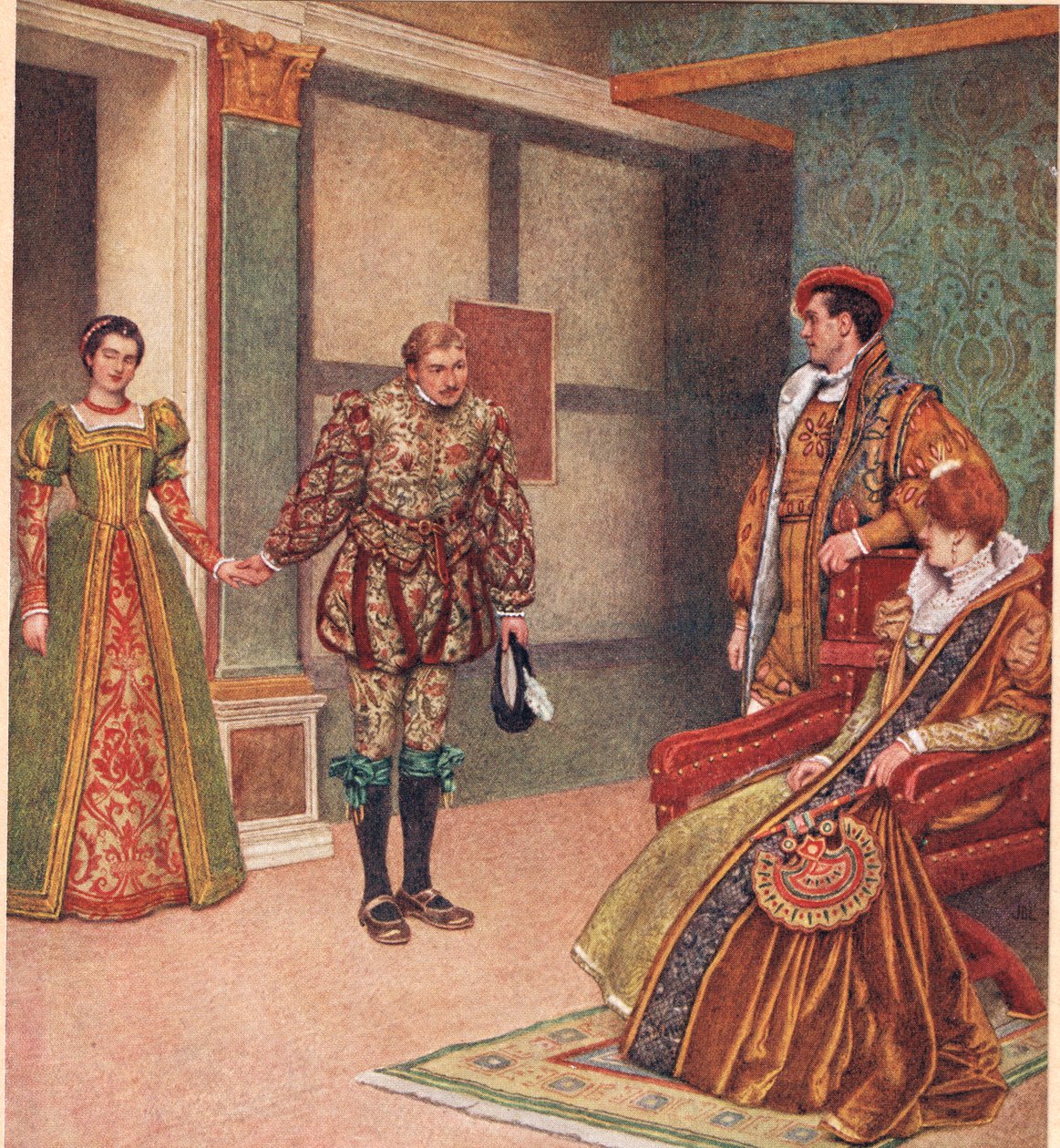 "Você viu a amante, eu vi a empregada", ilustração de "O Mercador de Veneza", c.1910 de James Dromgole Linton
