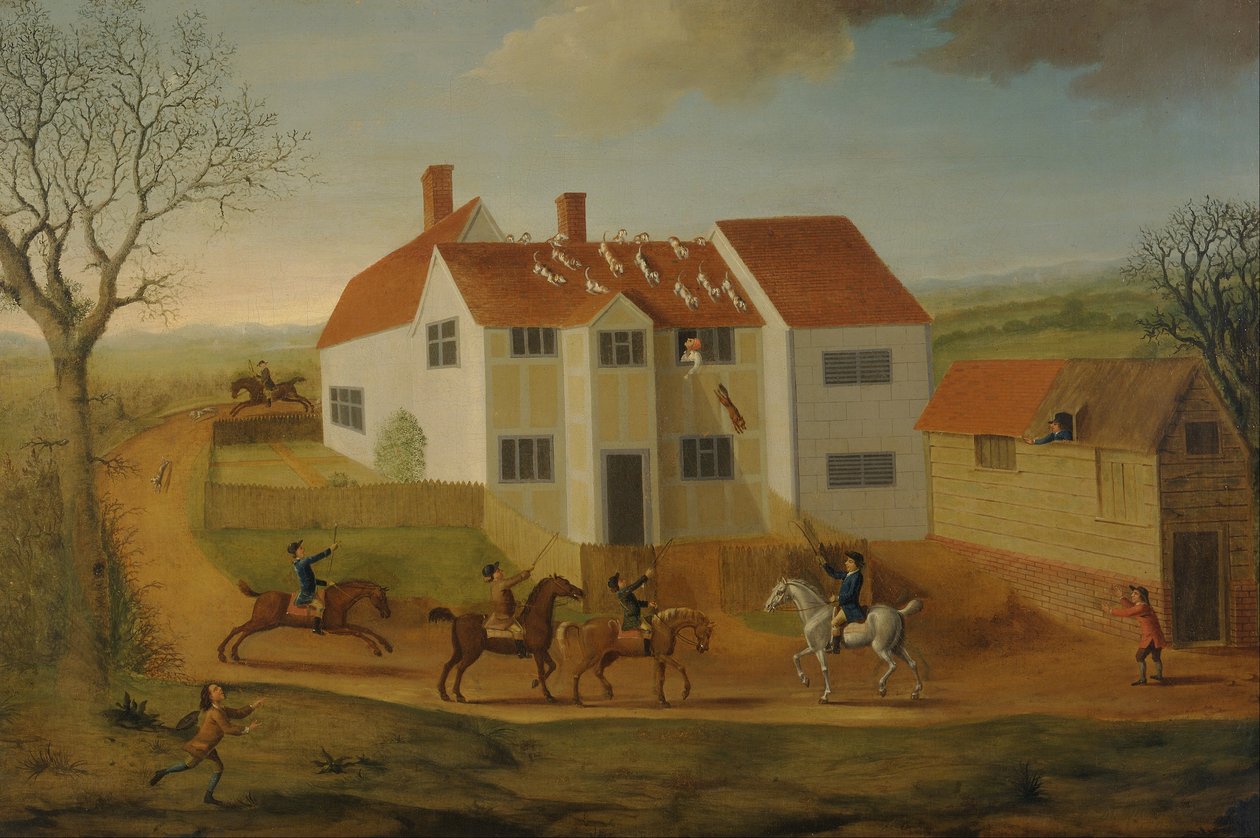 John Sidey e seus cães em uma fazenda perto de Hadleigh, Suffolk de James Dunthorne