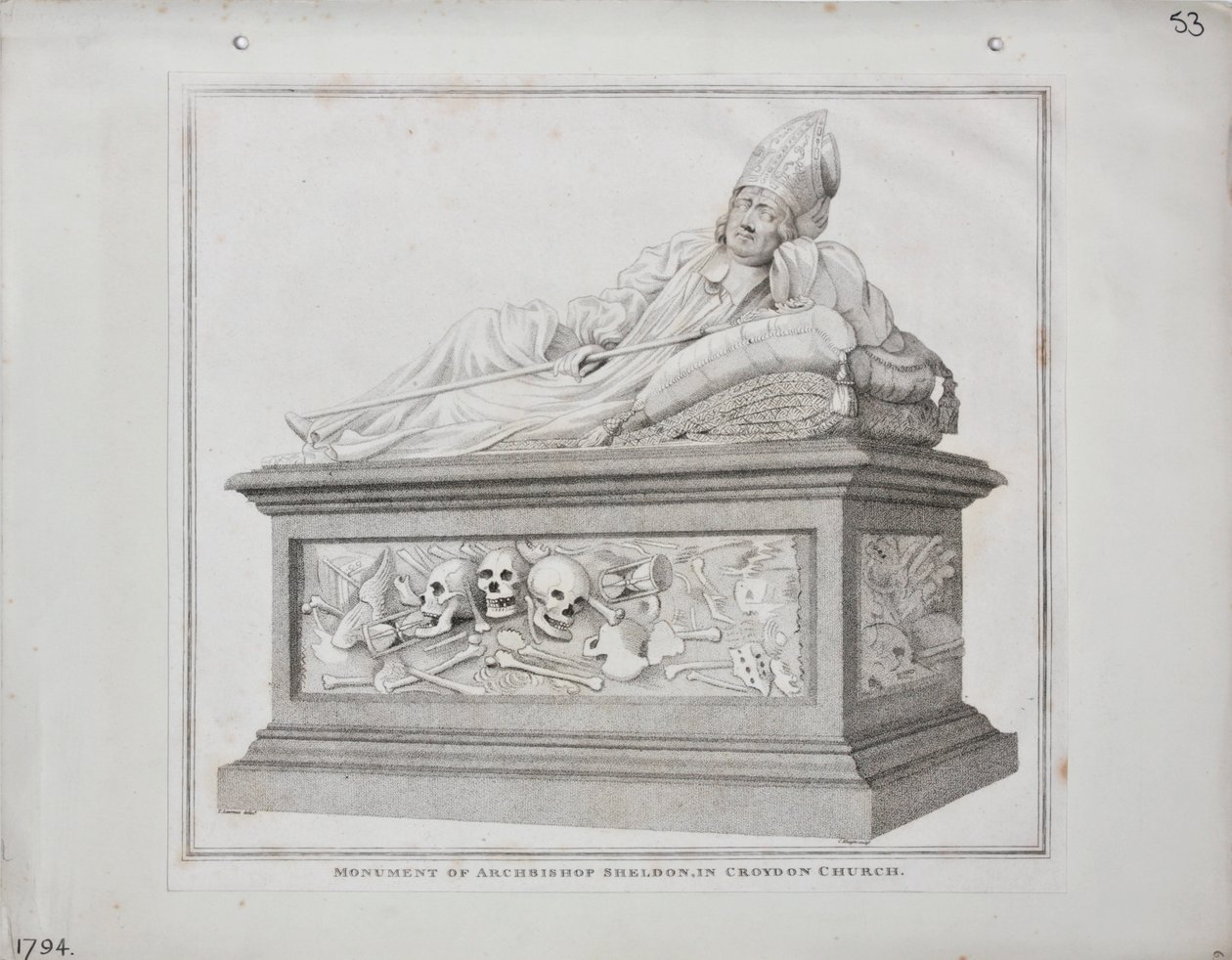 Monumento do Arcebispo Sheldon na Igreja Croydon, 1794 de James Edwin Cooper