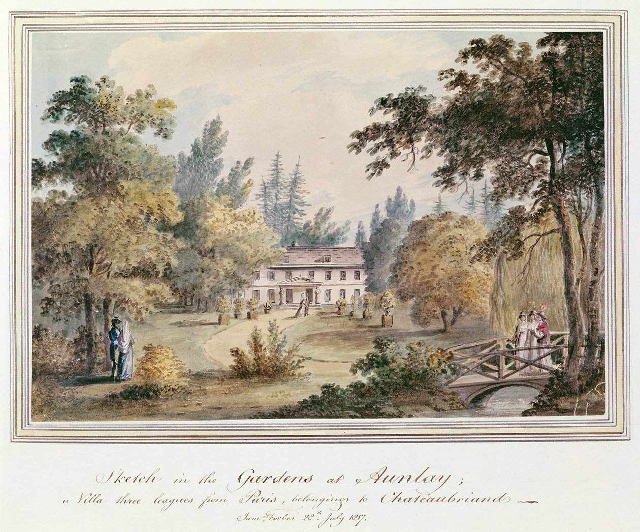 Esboce nos jardins em Aulnay, 1817 de James Forbes