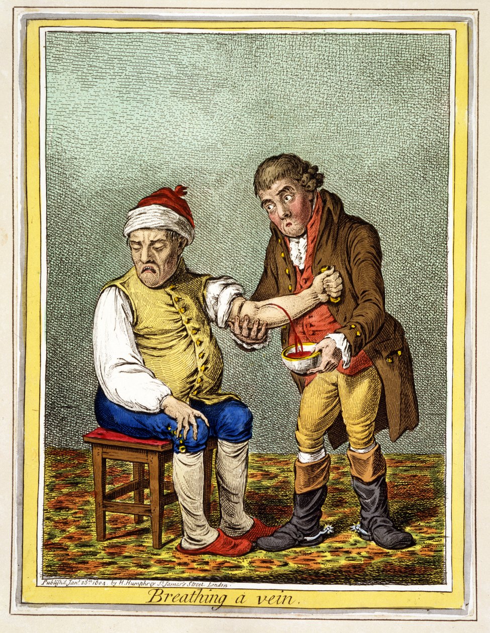 Respirando uma veia, pub. Londres, 28 de janeiro de 1804 de James Gillray