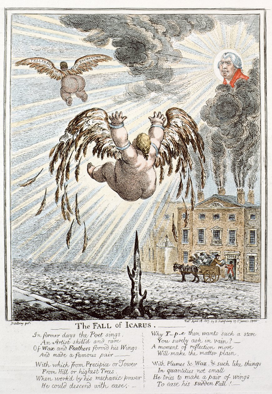 Queda de Ícaro de James Gillray