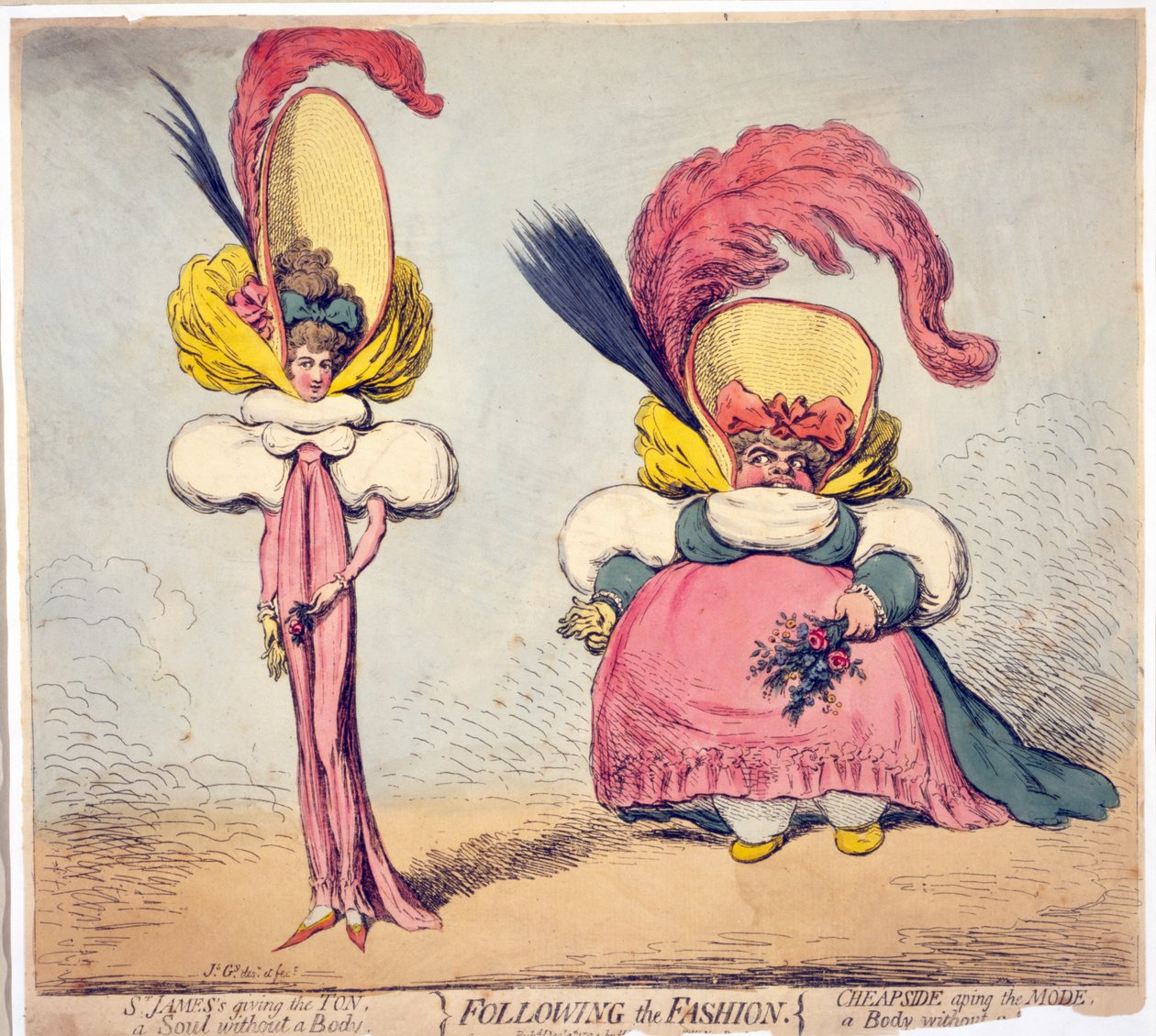 Seguindo Fashion, pub. 1794 (gravura colorida à mão) de James Gillray