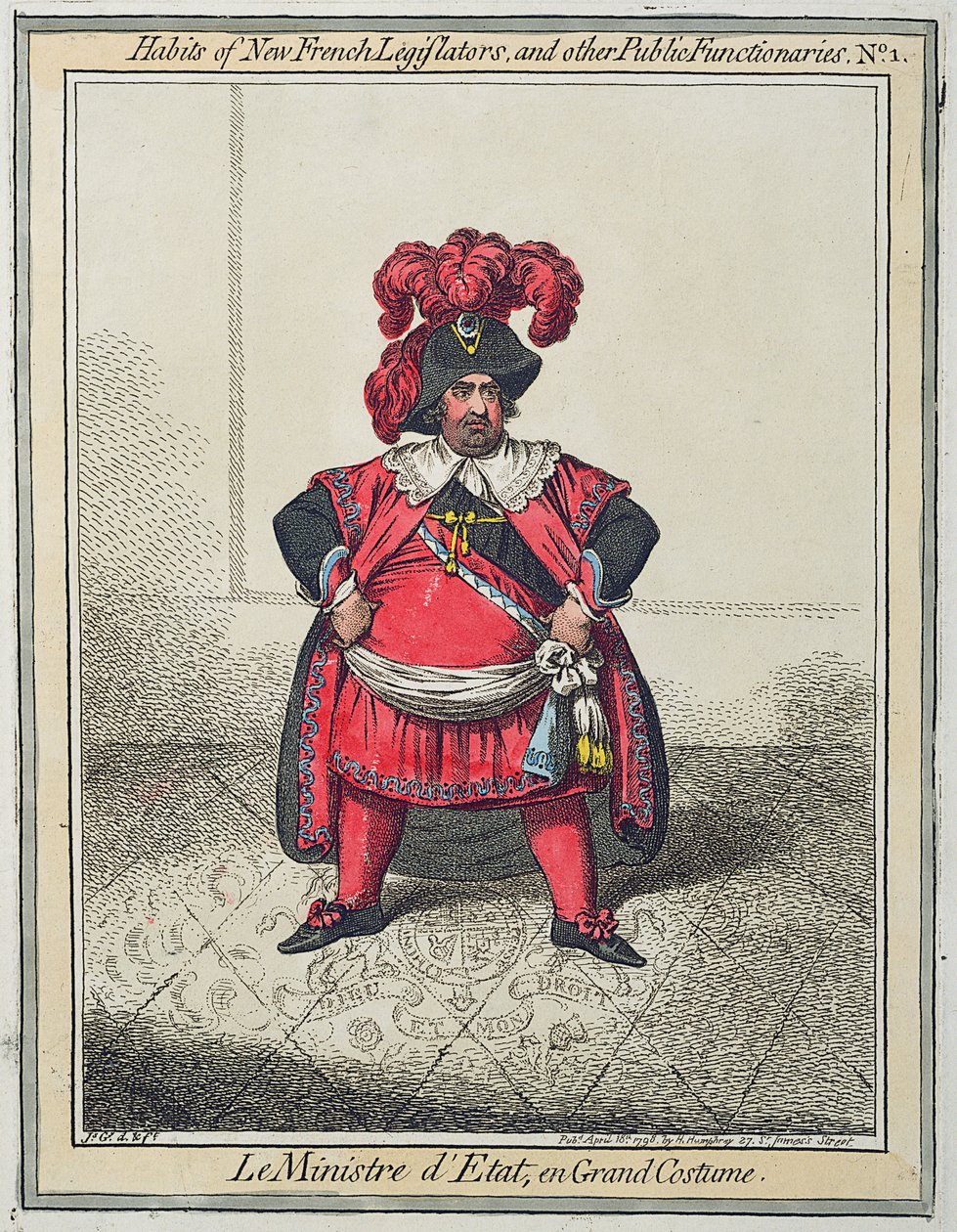 Maniac Ravings, ou Little Boney em uma forte Fit, 1805 (gravura colorida à mão) de James Gillray