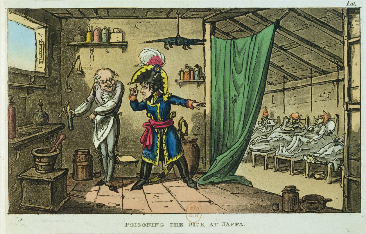 Napoleão Bonaparte (1769-1821) envenenando os doentes em Jaffa, 1799 de James Gillray