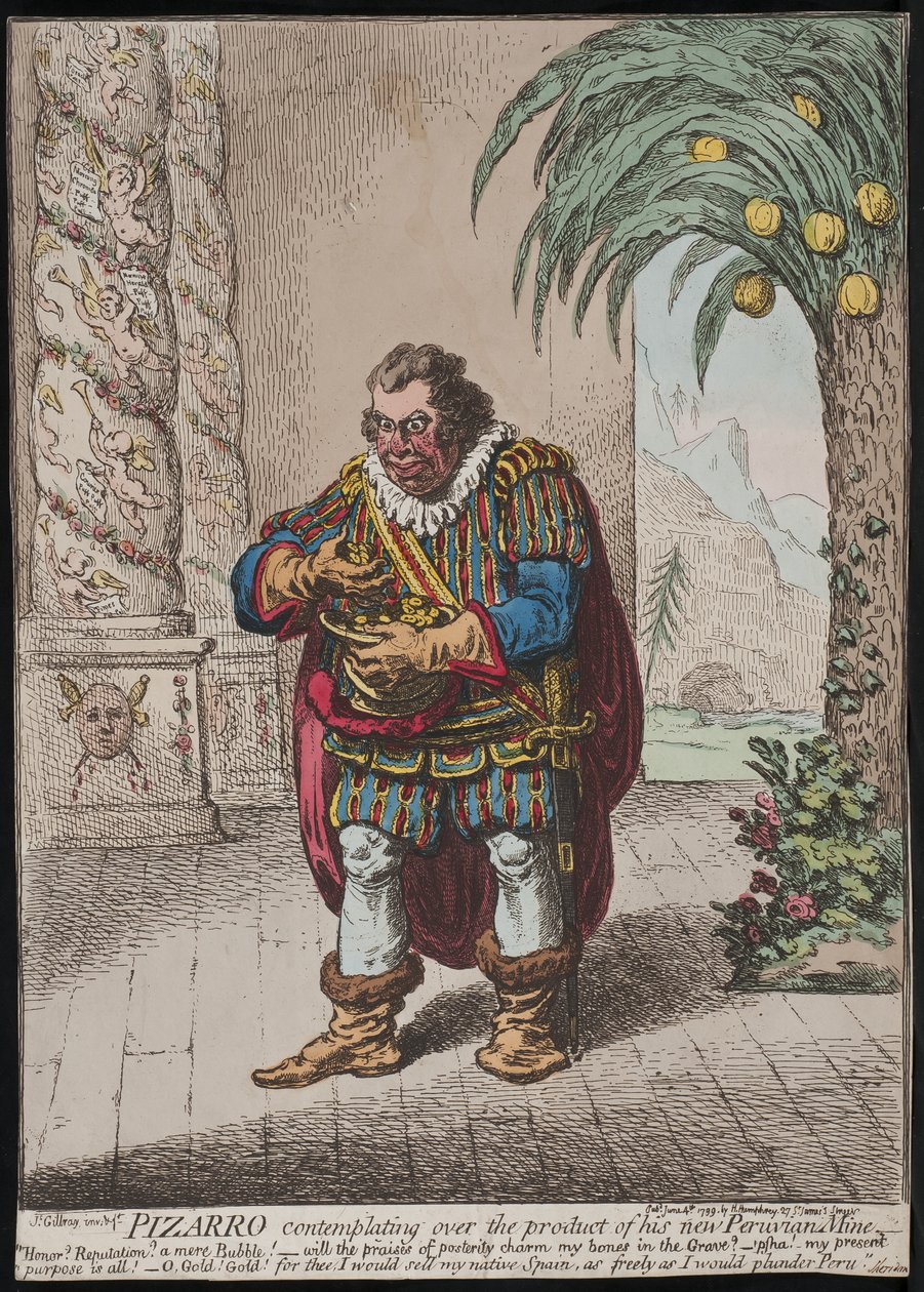 Pizarro contemplando o produto de sua nova mina peruana, 1799 de James Gillray