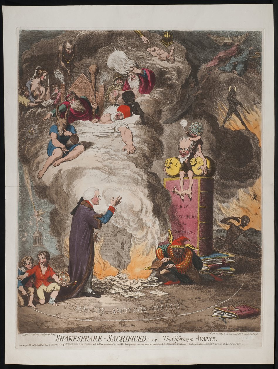 Shakespeare sacrificado ou a oferta à avareza, 1789 de James Gillray