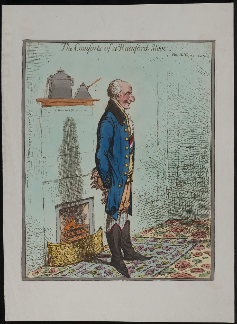 Os confortos de um fogão Rumford, 1800 de James Gillray