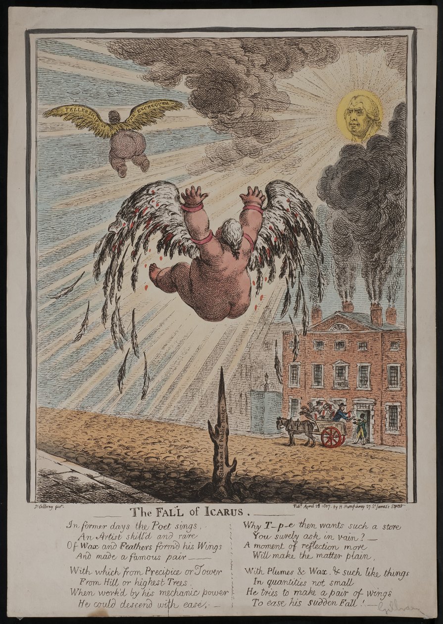 A queda de Ícaro, 1807 de James Gillray