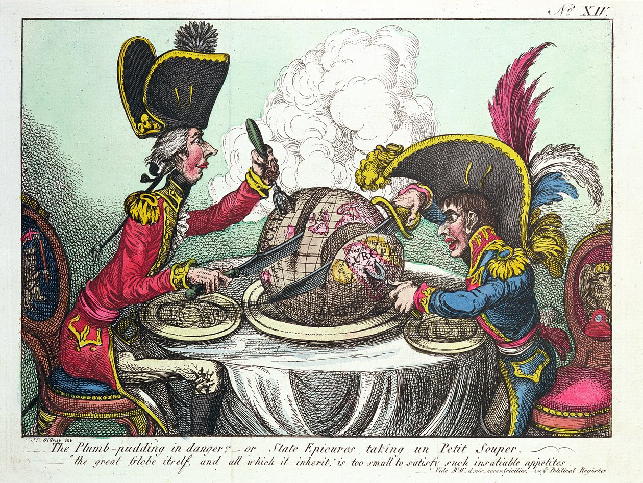 O Pudim de Ameixa em Perigo, 1805 (gravura colorida) (ver também 152999) de James Gillray