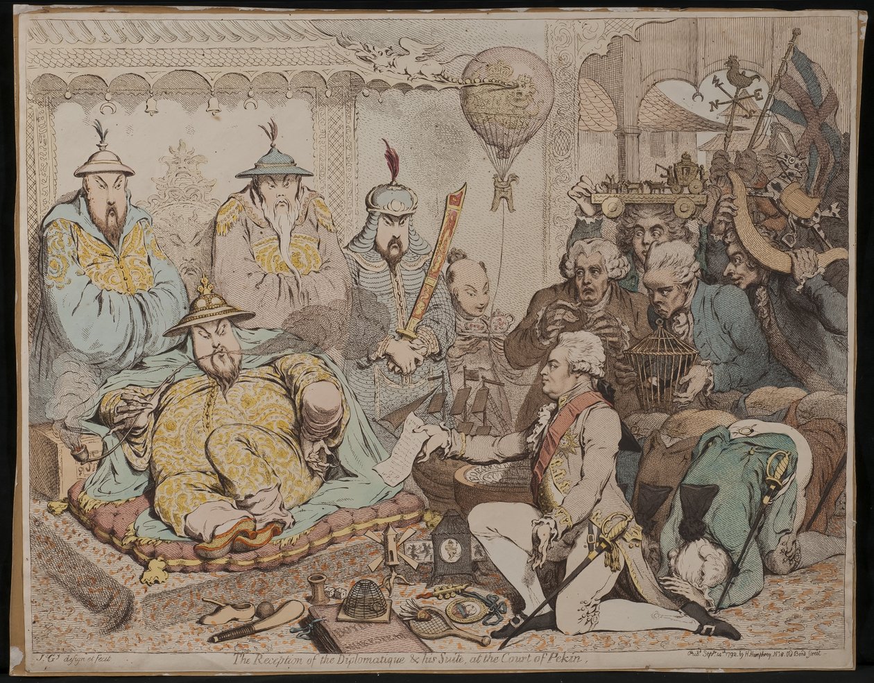 A recepção do Diplomatique e sua suíte, no Tribunal de Pekin, 1792 de James Gillray