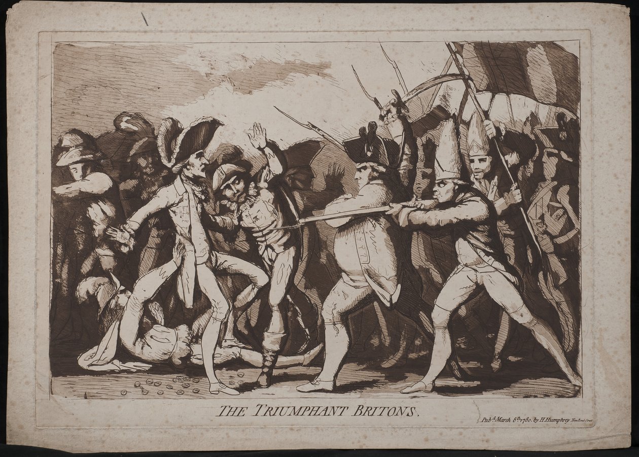 Os britânicos triunfantes, 1780 de James Gillray