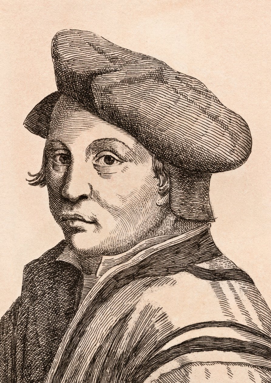Andrea del Sarto, ilustração de &39;75 retratos de pintores célebres de originais autênticos &39;, publicado em 1817, Londres de James Girtin