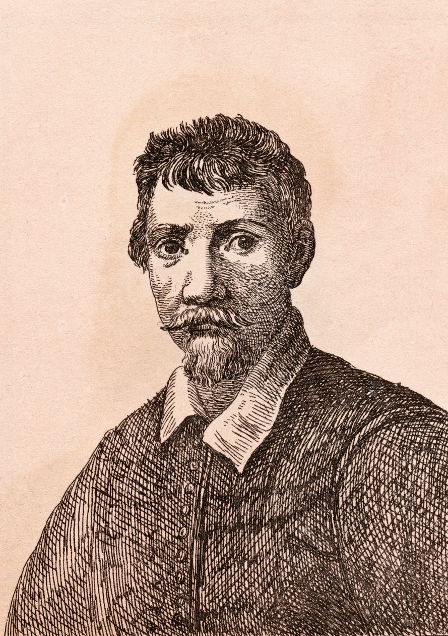 Annibale Carracci, ilustração de &39;75 retratos de pintores célebres de originais autênticos &39;, publicado em 1817, Londres de James Girtin
