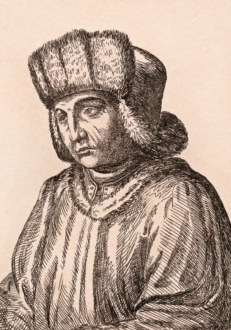 Jan van Eyck, ilustração de &39;75 retratos de pintores célebres de originais autênticos &39;, publicado em Londres, 1817 de James Girtin