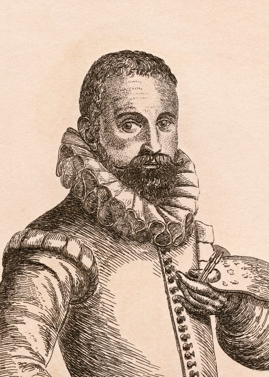 Karel van Mander, ilustração de &39;75 retratos de pintores célebres de originais autênticos &39;, publicado em 1817, Londres de James Girtin