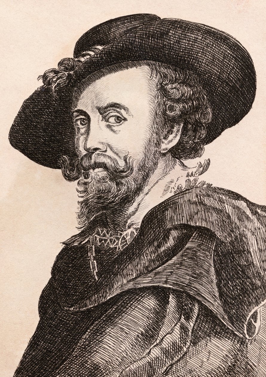 Peter Paul Rubens, ilustração de &39;75 retratos de pintores célebres de originais autênticos &39;, publicado em Londres, 1817 de James Girtin
