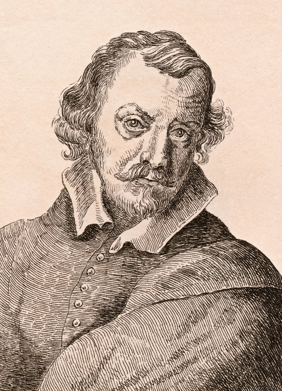 Pietro da Cortona, ilustração de &39;75 retratos de pintores célebres de originais autênticos &39;, publicado em Londres, 1817 de James Girtin