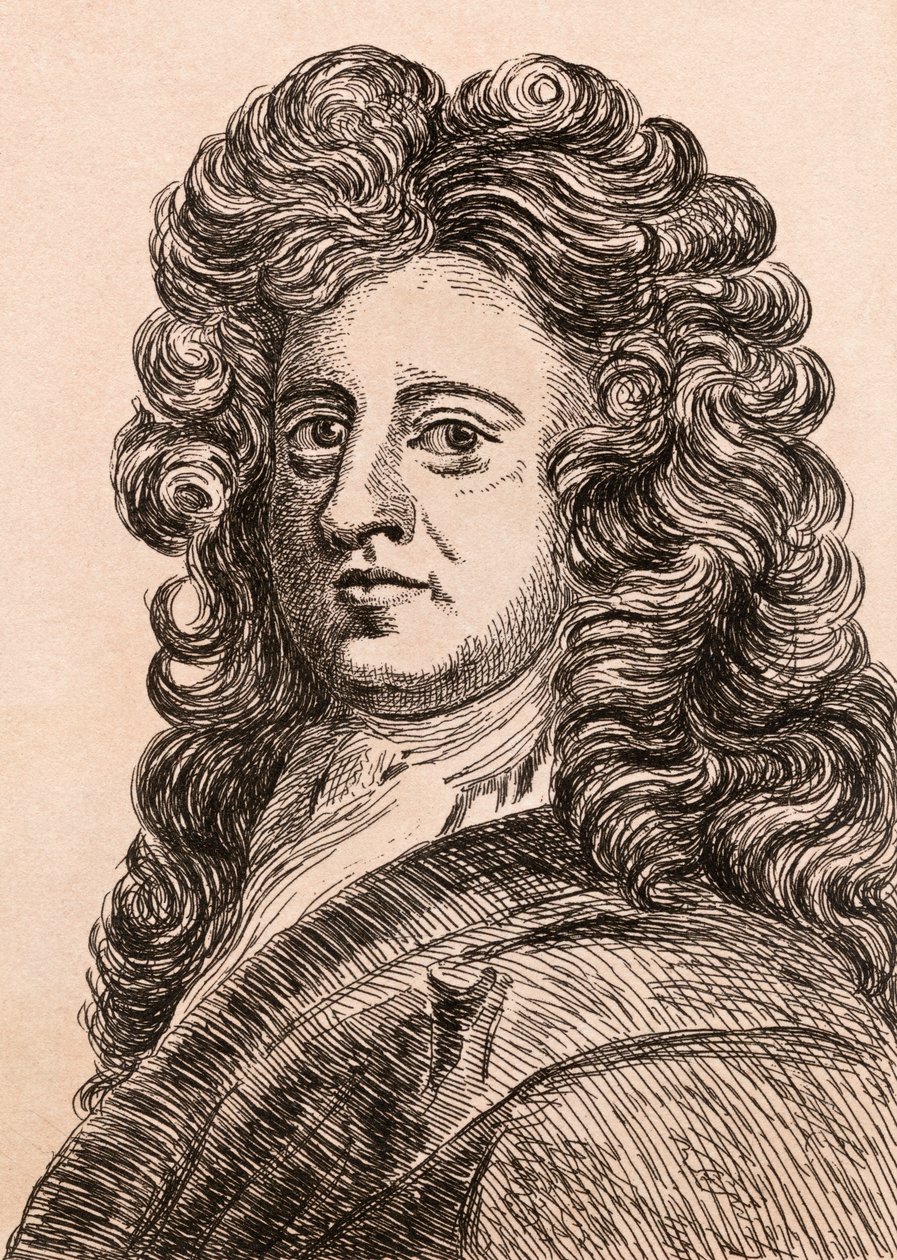 Sir Godfrey Kneller, ilustração de &39;75 retratos de pintores célebres de originais autênticos &39;, publicado em Londres, 1817 de James Girtin