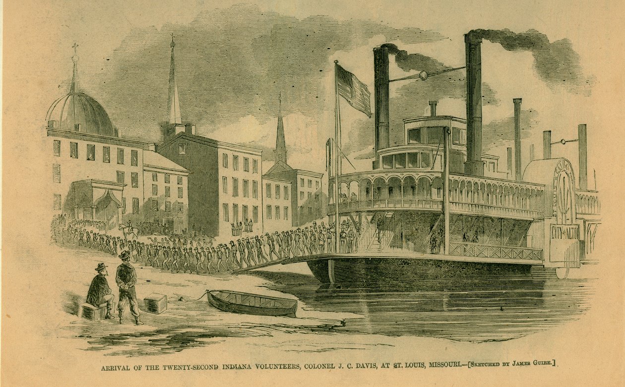 Chegada dos Twenty-Second Indiana Volunteers, Coronel JC Davis, em St. Louis, Missouri. de James Guire
