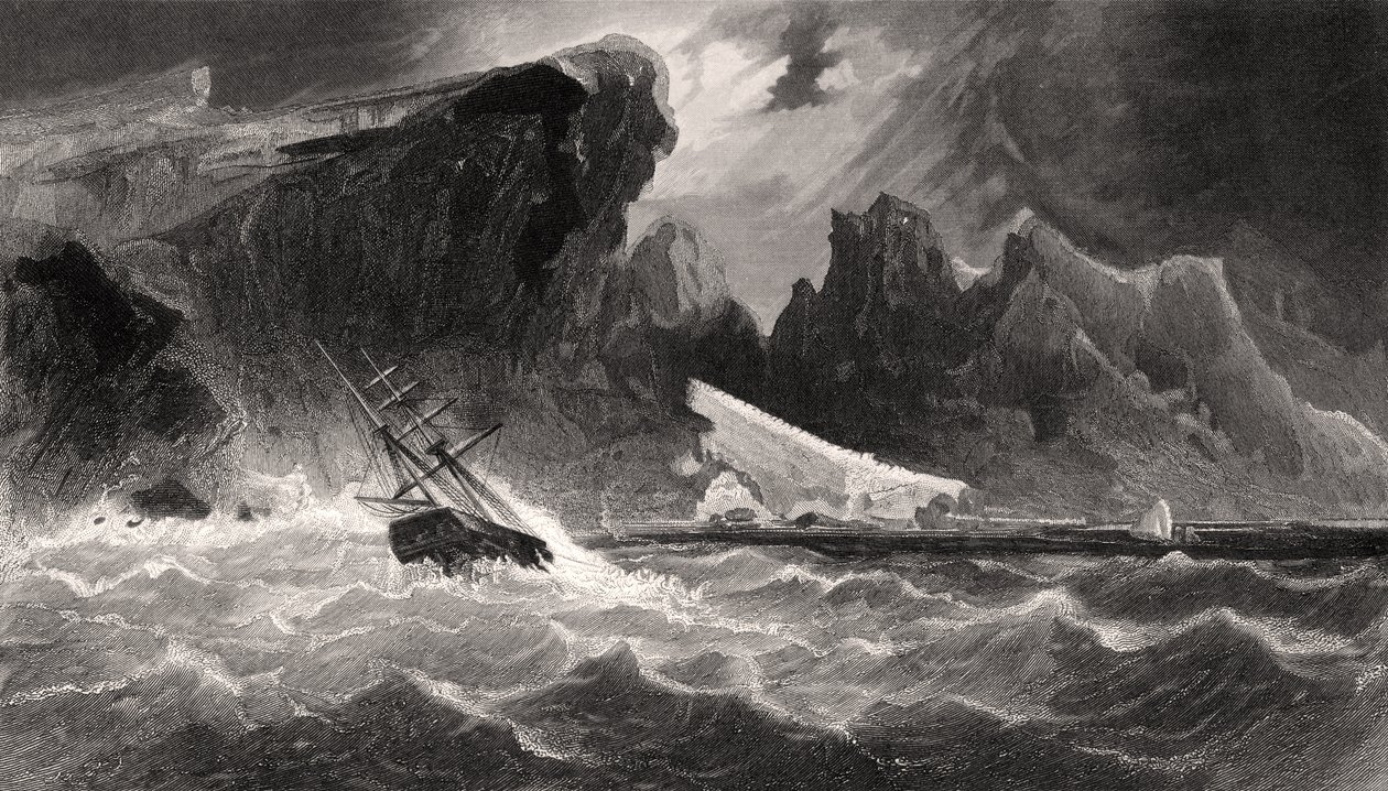 Partindo Hawsers fora Godsend Ledge, gravado por G. Ulman, de &39;Explorações do Ártico nos anos de 1853, 54, 55&39;, Volume I, pelo doutor Elisha Kent Kane (1820-57) publicado Filadélfia, 1856 de James Hamilton