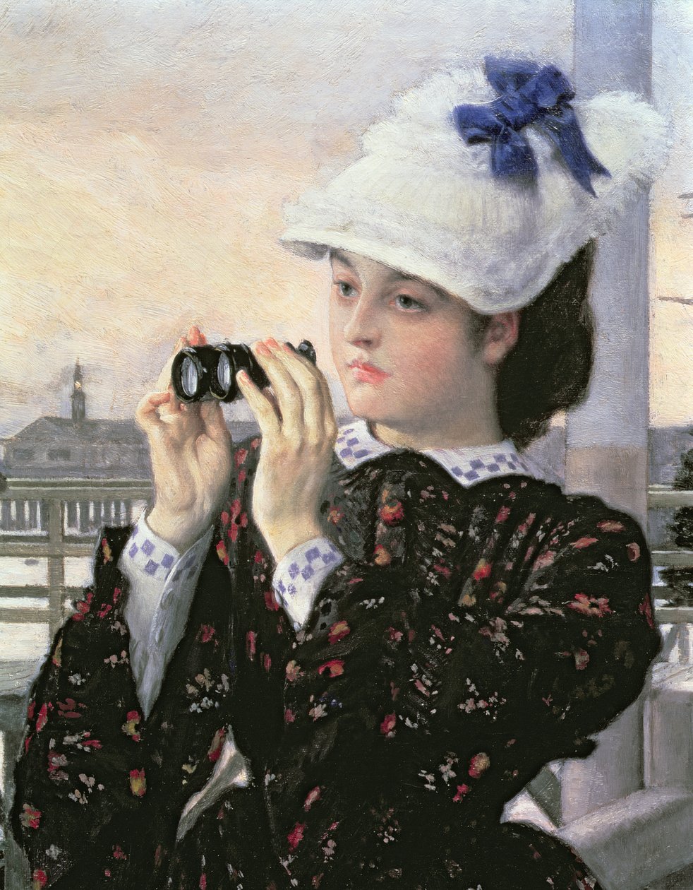 A Filha do Capitão, detalhe da garota com seus binóculos (detalhe de 112524) de James Jacques Joseph Tissot