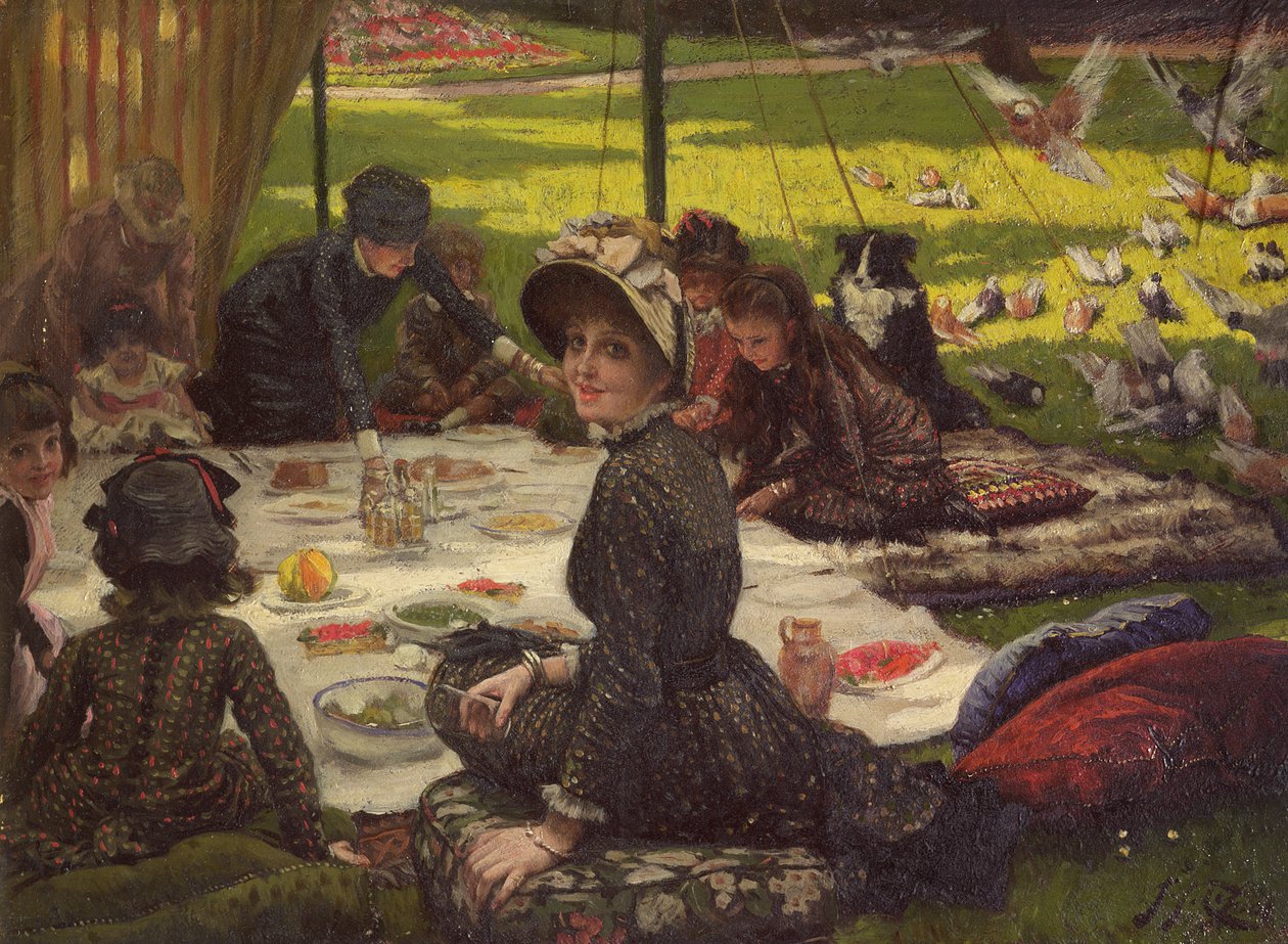 O piquenique (café da manhã na grama), c.1881-2 (painel) de James Jacques Joseph Tissot