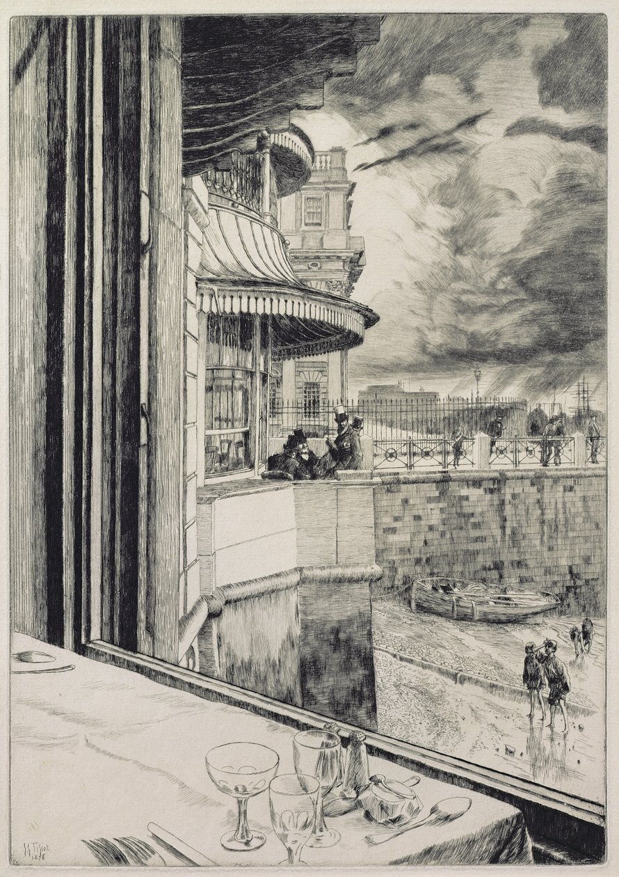 Trafalgar Tavern, 1878 (gravura e ponto de secagem) de James Jacques Joseph Tissot