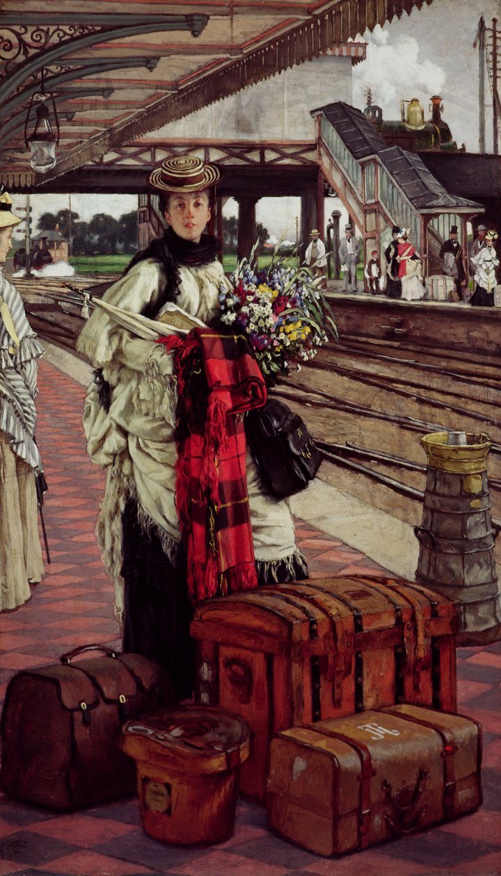 Esperando na Estação, Willesden Junction, c.1874 de James Jacques Joseph Tissot