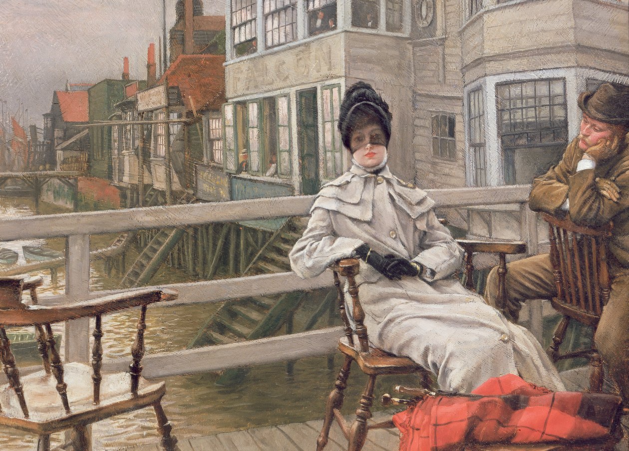 Esperando pelo Ferry, c.1878 (painel) de James Jacques Joseph Tissot