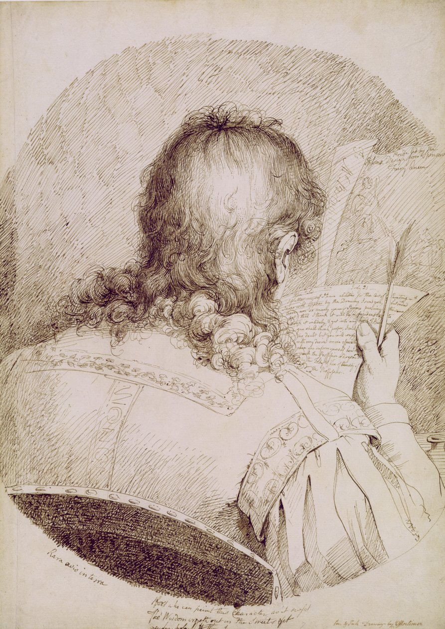 Auto-retrato, c.1771-75 (caneta e tinta marrom em papel de capa) de James Jefferys