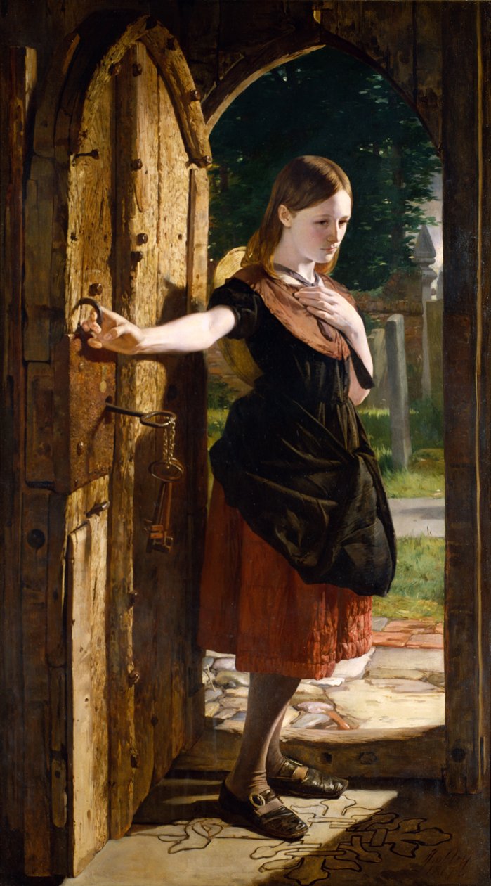Little Nell saindo da Igreja, de "The Old Curiosity Shop", de Dickens, 1867 de James Lobley