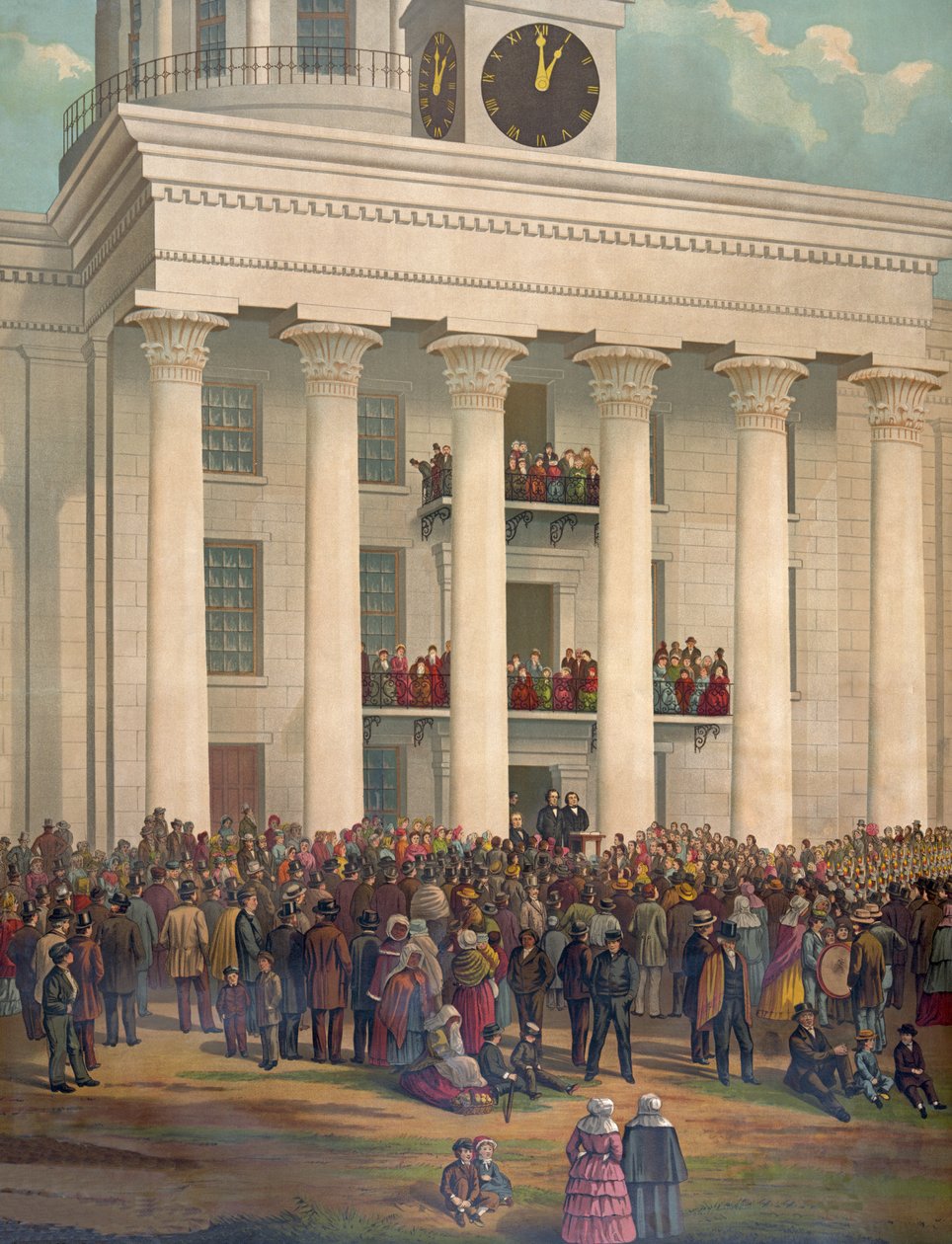 O Ponto de Partida da Grande Guerra Entre os Estados, Inauguração de Jefferson Davis, Montgomery, Alabama, 18 de fevereiro de 1861, pub. 1878 de James Massalon