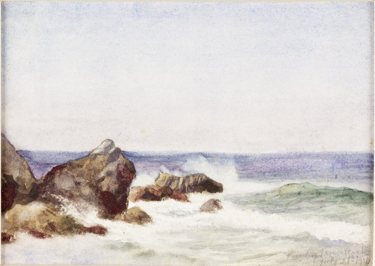Trow Rocks (aquarela, bodycolour e arranhar no papel) de James Miller Brown