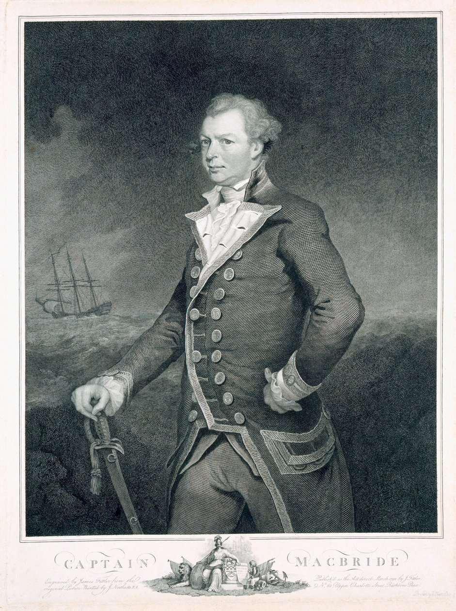 Retrato do almirante John Macbride (d.1800) gravado por James Fittler (1758-1835) 1792 de James Northcote