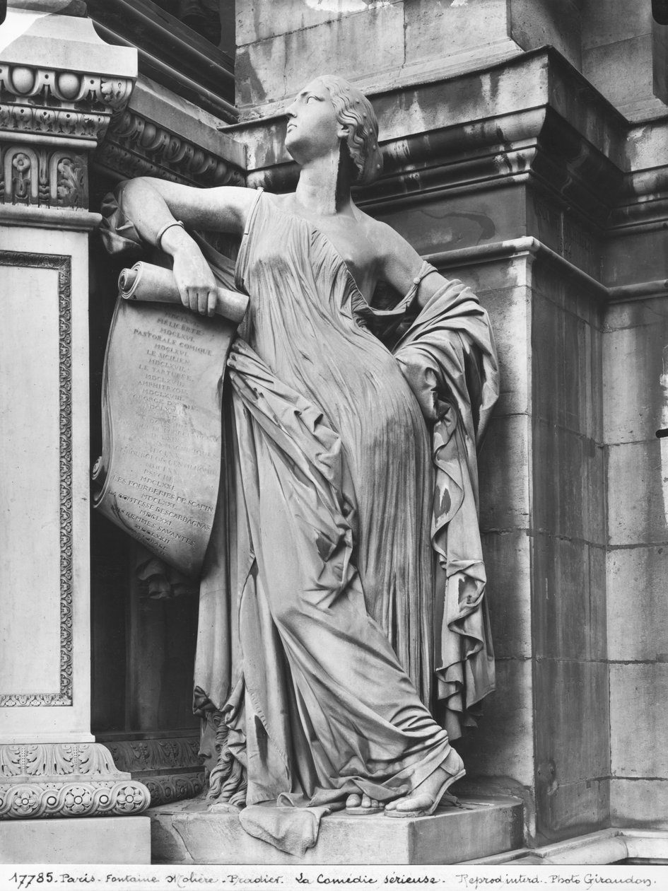 Moliere Fountain, Serious Comedy, 1844 (mármore) (detalhe) (ver também 189432, 346525) de James Pradier