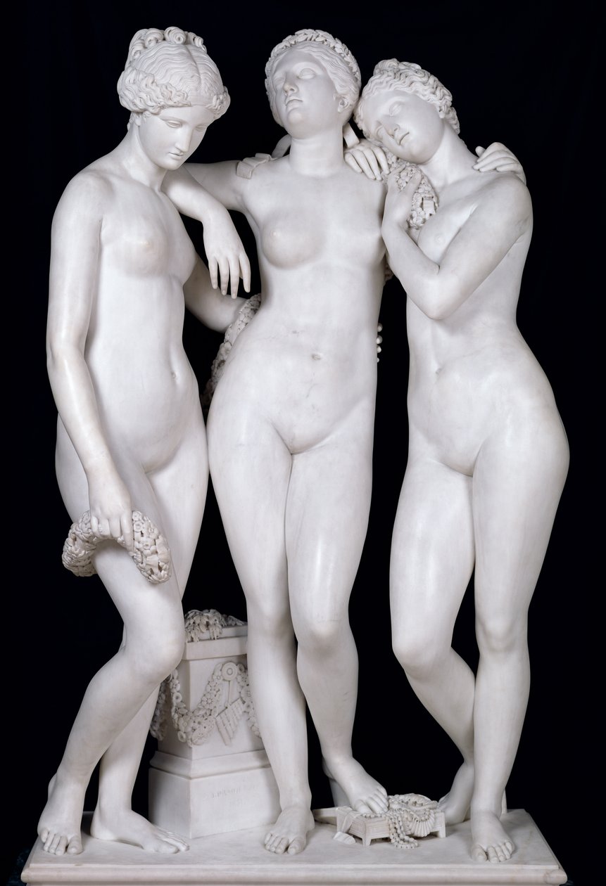As três graças, 1831 (mármore) (veja para detalhes 164658, 164659) de James Pradier