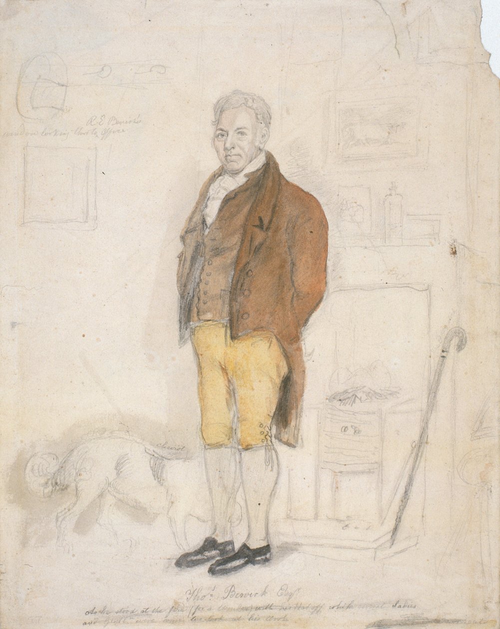Retrato de Thomas Bewick Esq., 1816 (lápis e papel higiênico) de James Ramsay