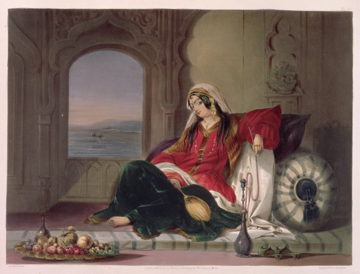Kandahar, dama do posto, noivado em fumar, placa 29 de &39;paisagem, habitantes e fantasias do Afeganistão&39;, gravada por Robert Carrick (c.1829-1904) 1848 de James Rattray