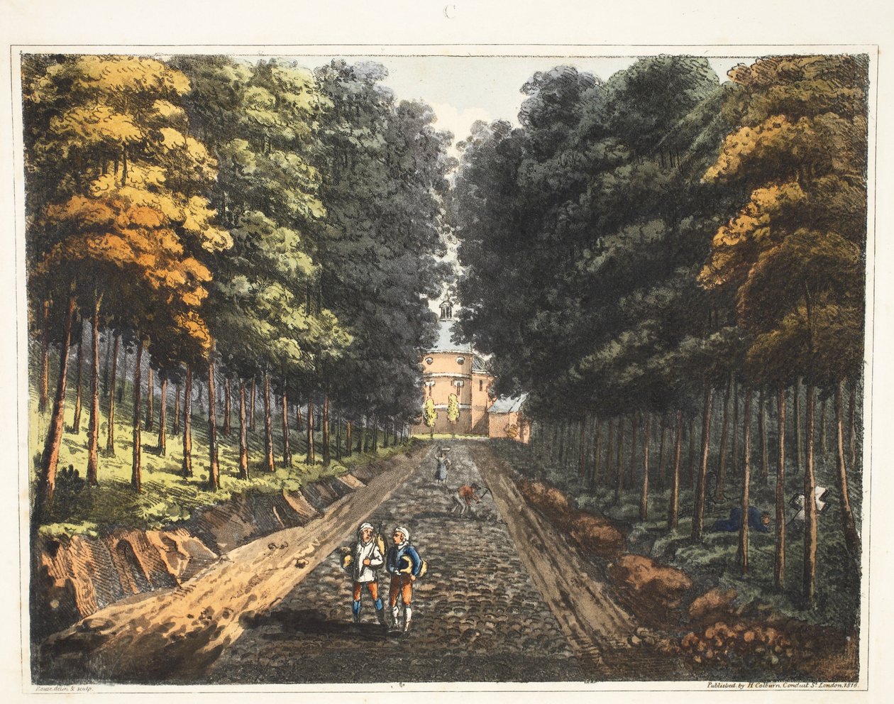 Abordagem para a aldeia de Waterloo, com a capela de Waterloo vista à distância de James Rouse